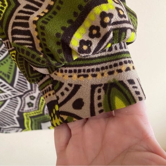 Vintage Wyndham Paisley Long Sleeve Back Zip Blouse Small 70s Groovy Streetwear - Picture 7 of 15